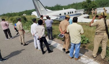 हवाई पट्टी पर निजी विमान दुर्घटना ग्रस्त, बड़ा हादसा टला
