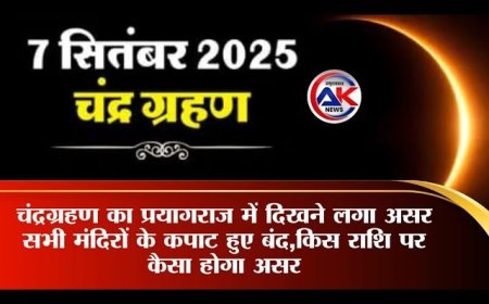 चंद्रग्रहण का प्रयागराज में दिखने लगा असर सभी मंदिरों के कपाट हुए बंद,किस राशि पर कैसा होगा असर